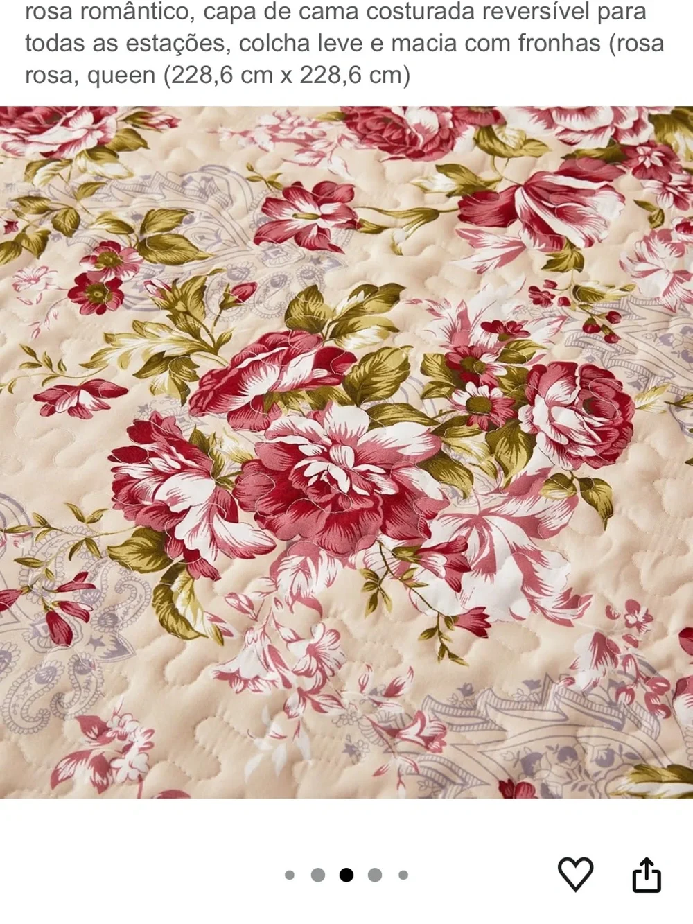 Floral Quilt Set in Cream and Rose - Classic Home Bedding